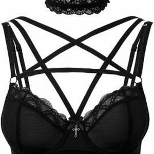 Killstar Black Gothic Strappy Lace Bralette